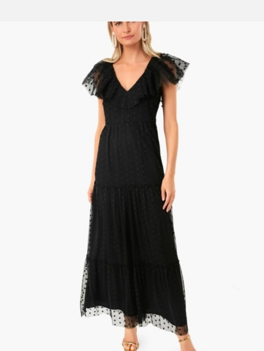 Tuckernuck Women Tulle Giselle Maxi Gown SZ XXL Black Onyx Dark Romantic Ruffle